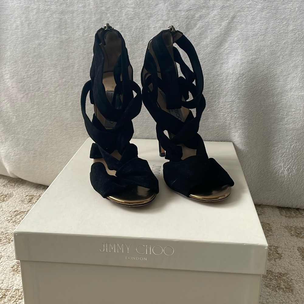 Jimmy Choo suede knot heels